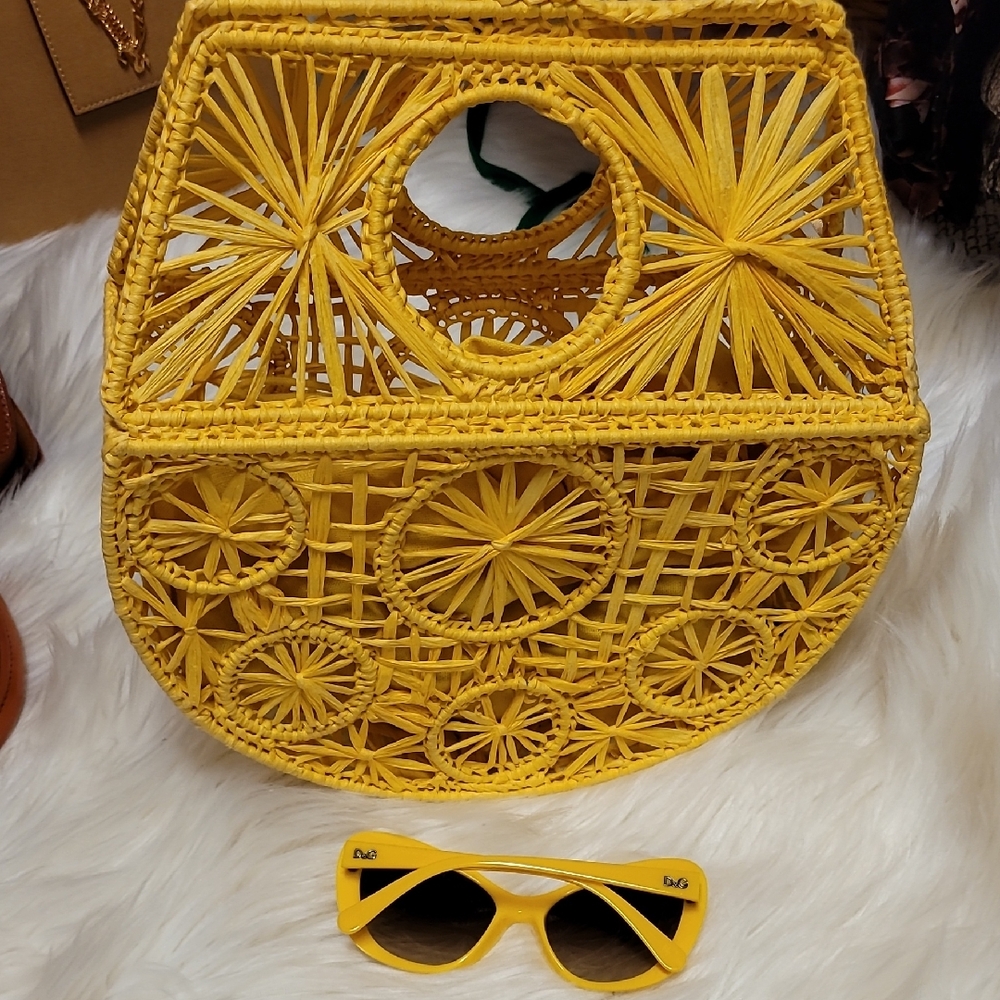 Yellow Woven Handbag